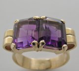 retro gold amethyst ring