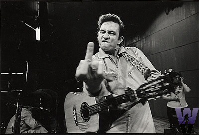 Johnny Cash Flipping the Bird at San Quentin